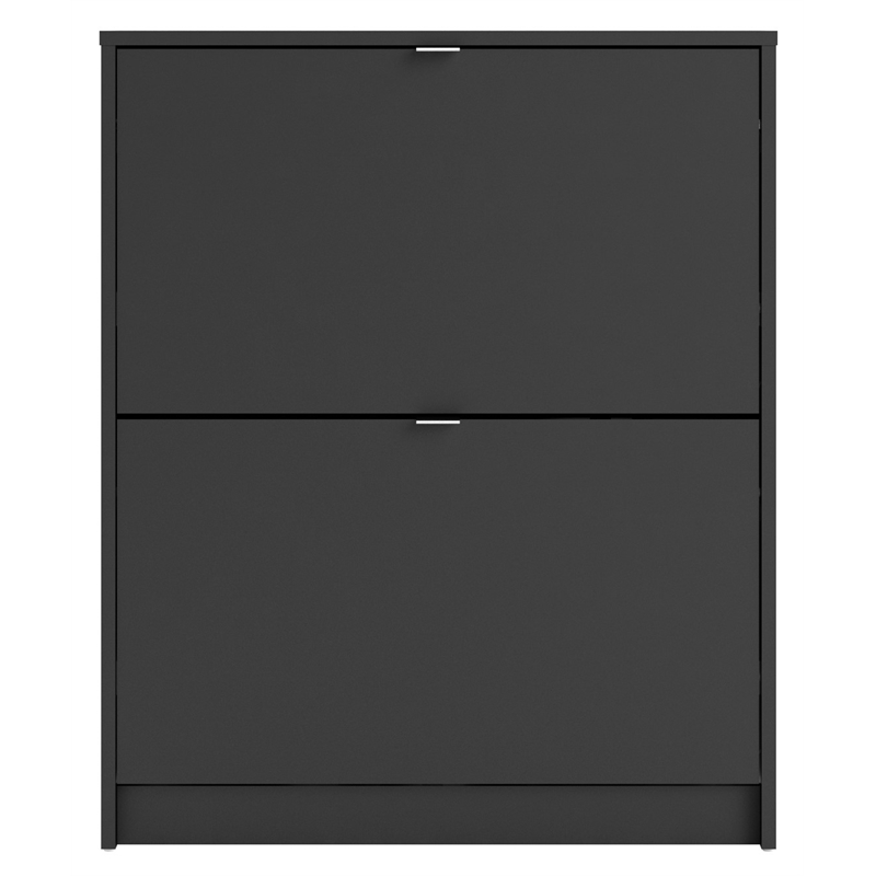 Pemberly Row 2 Drawer Engineered Wood Shoe Cabinet in Black Matte