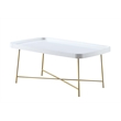 Pemberly Row Coffee Table in White Wood Finish with X Legs