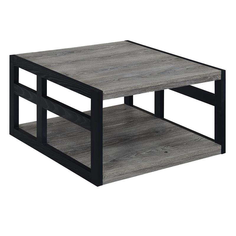 Pemberly Row Square Coffee Table in Gray Wood Finish