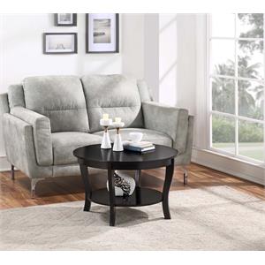 Pemberly Row Round Coffee Table in Black Wood Finish