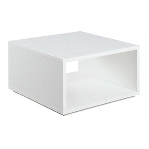 Pemberly Row Square Coffee Table in White Wood Finish