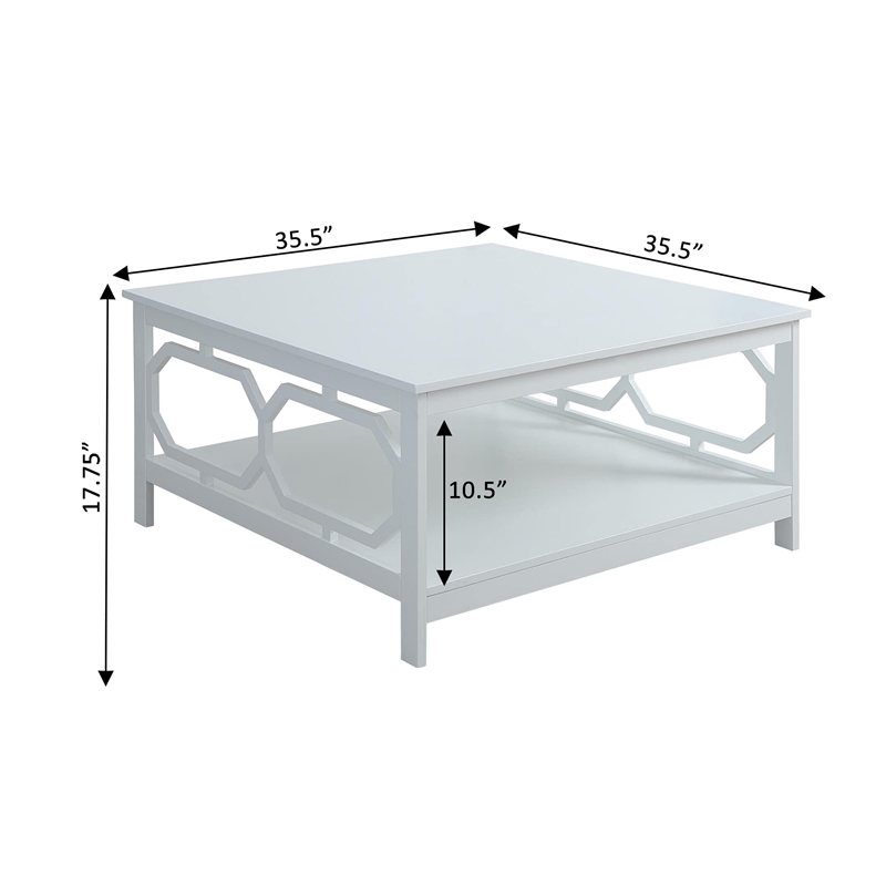 Pemberley Row MDF White Coffee Table Square Large Surface 35.5