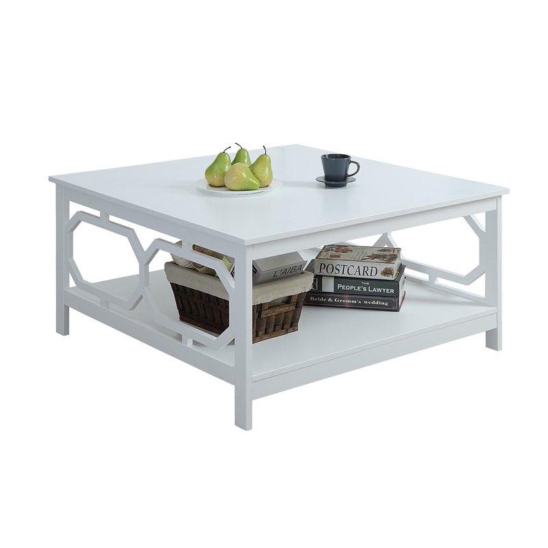 Pemberley Row MDF White Coffee Table Square Large Surface 35.5