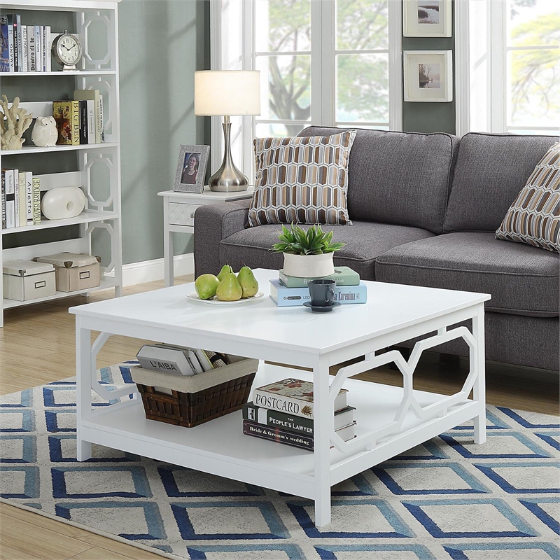 Pemberley Row MDF White Coffee Table Square Large Surface 35.5
