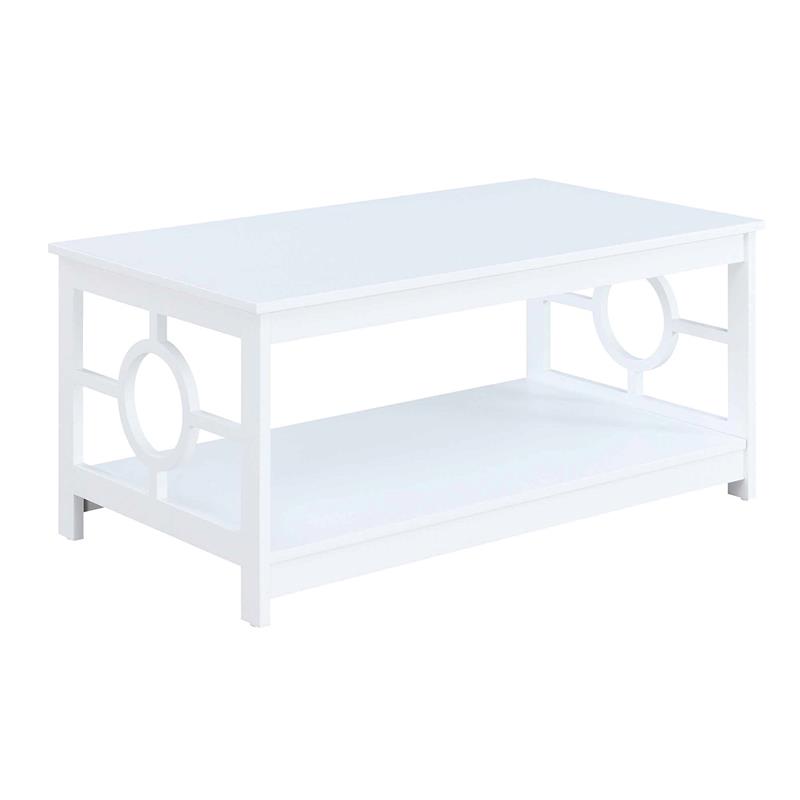 Pemberly Row Contemporary Coffee Table in White Wood Finish