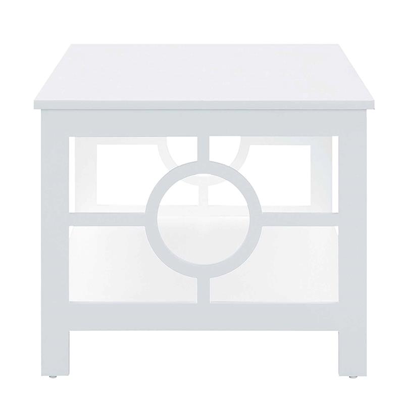 Pemberly Row Contemporary Coffee Table in White Wood Finish