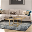 Pemberly Row Metal Two Tier Glass Top Gold Coffee Table