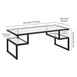 Pemberly Row Metal Black and Bronze Coffee Table with Glass Top