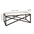 Pemberly Row Black and Bronze Rectangular Coffee Table with Glass Top