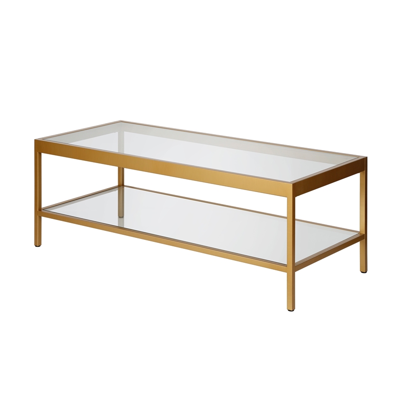 Pemberly Row Traditional Metal Coffee Table Brass