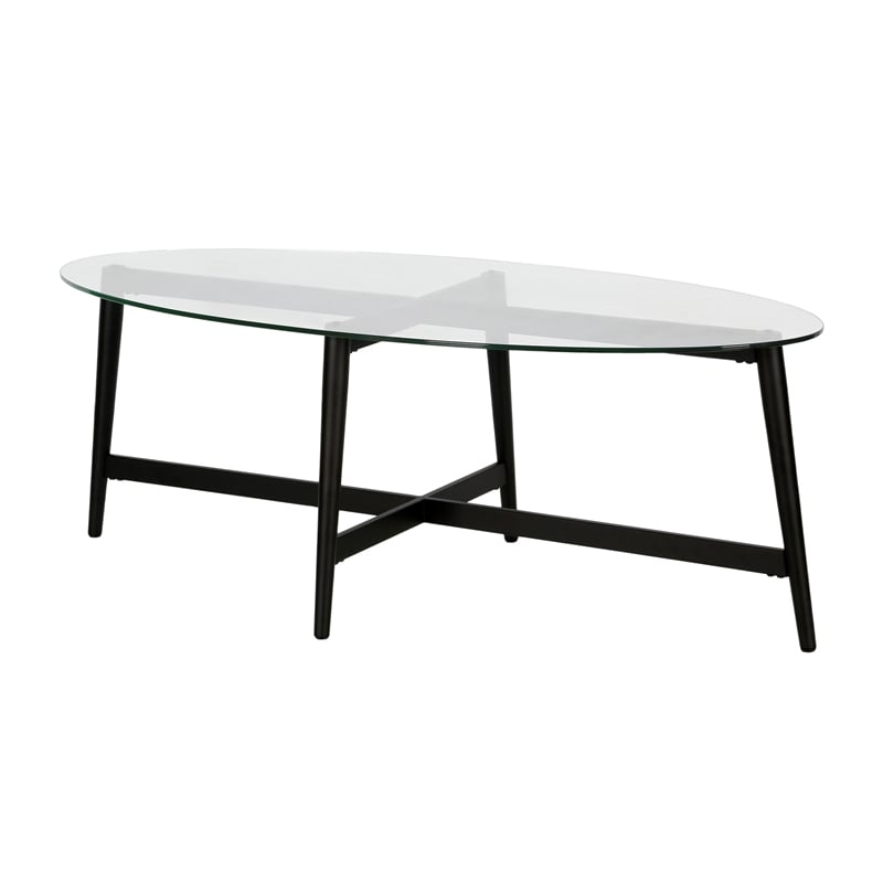 Pemberly Row Mid-Century Metal Black and Bronze and Glass Coffee Table