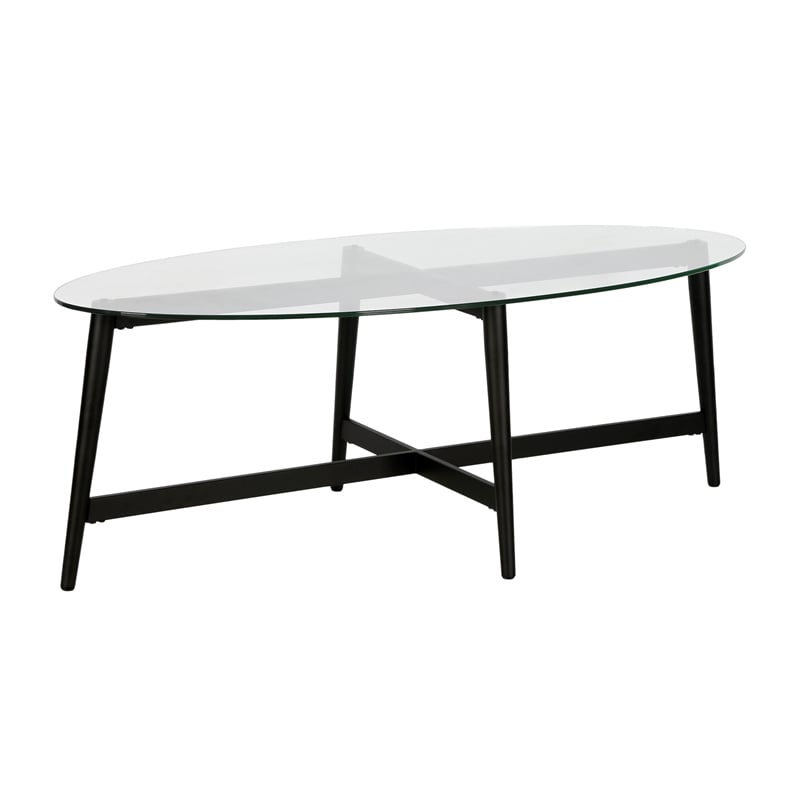 Pemberly Row Mid-Century Metal Black and Bronze and Glass Coffee Table