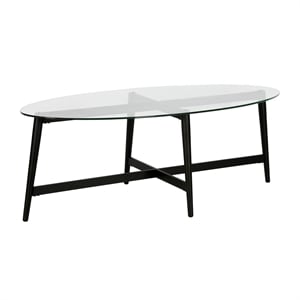 Pemberly Row Mid-Century Metal Black and Bronze and Glass Coffee Table