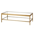 Pemberley Row Steel Brass Coffee Table Rectangular Tempered Glass 54