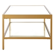 Pemberley Row Steel Brass Coffee Table Rectangular Tempered Glass 54
