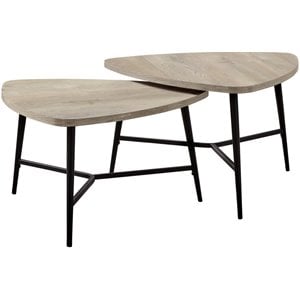 Pemberly Row 2 Piece Contemporary Wood Top Nesting Coffee Table Set in Taupe