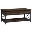 Pemberley Row Engineered Wood and Metal Carbon Oak Coffee Table Rectangular Lift-Top 41.30