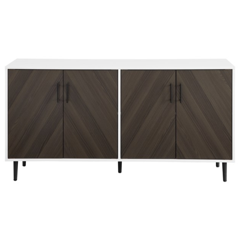 Pemberley Row MDF Brown and White TV Stand Rectangular Mid Century Modern 58