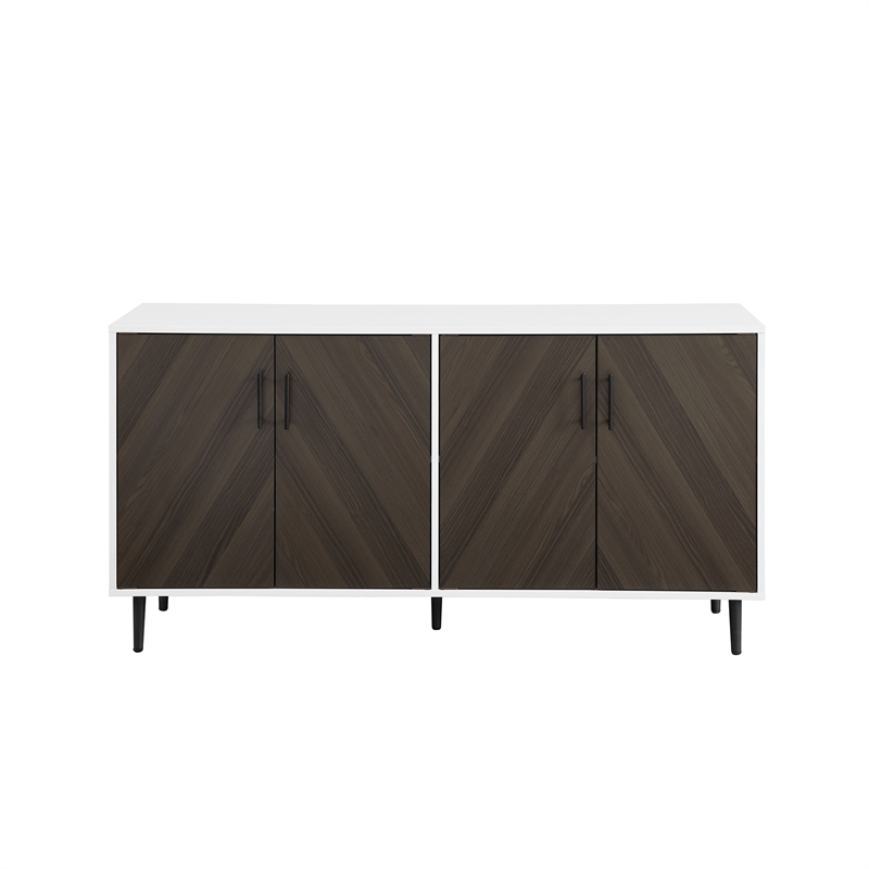 Pemberley Row MDF Brown and White TV Stand Rectangular Mid Century Modern 58