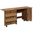 Pemberly Row Contemporary Engineered Wood Sewing Craft Cart in Oak