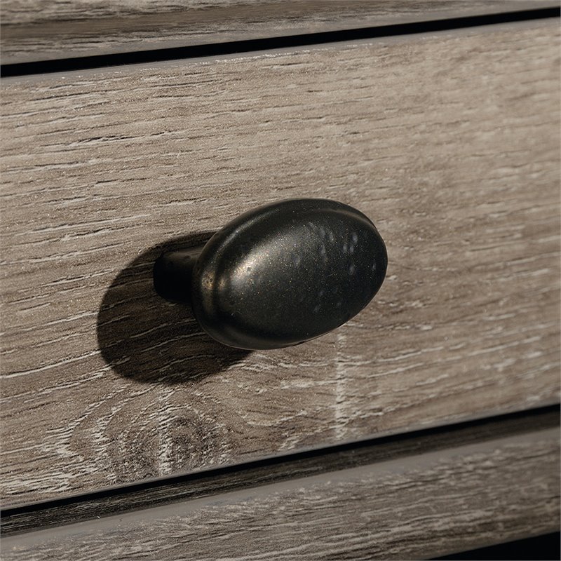 Pemberly Row Wood and Metal L-Shape Computer Desk in Northern Oak