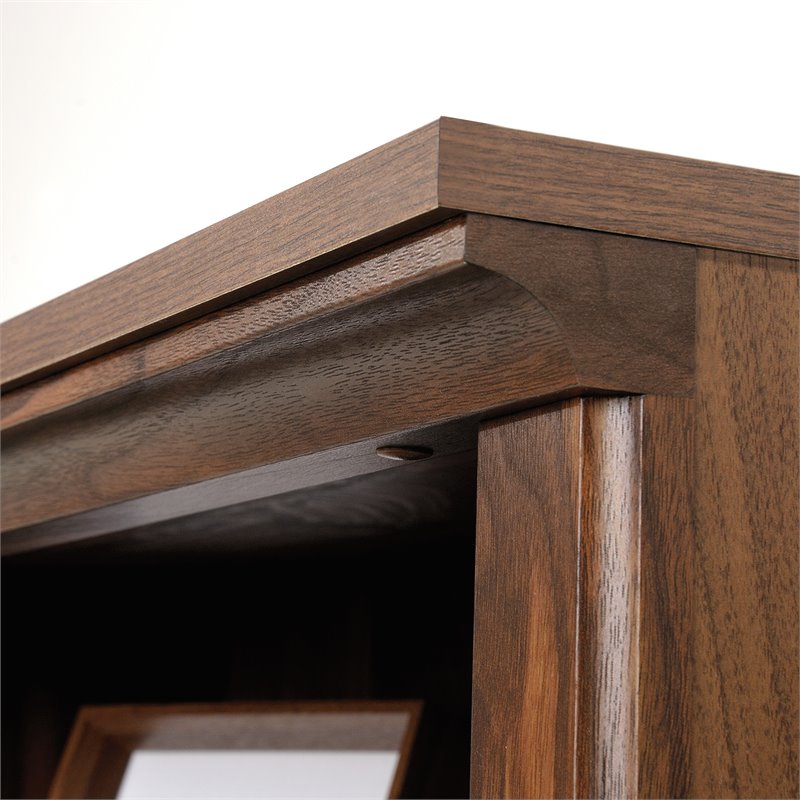 Pemberly Row 3-Shelf Tall Modern Engineered Wood Storage Bookcase in Walnut