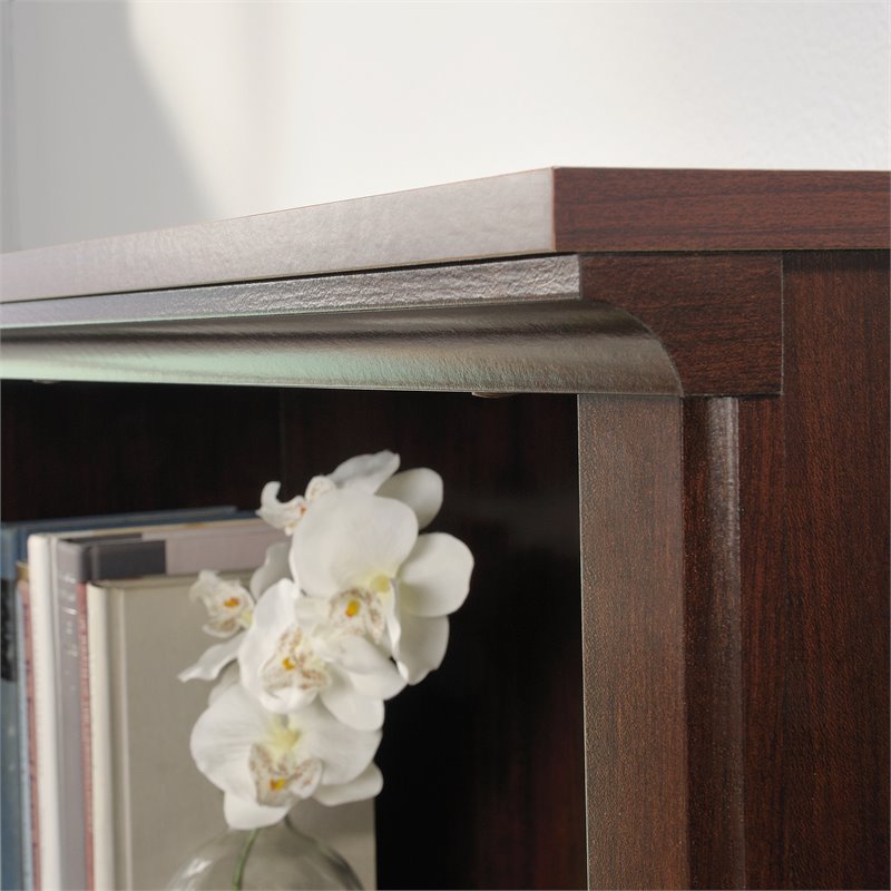 Pemberly Row 3-Shelf Modern Engineered Wood Bookcase in Cherry