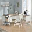 Pemberly Row Contemporary Engineered Wood L-Shaped Home Office Desk in White
