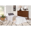 Pemberly Row Upholstered Tufted Fabric Convertible Sofa Bed with Pillow in Gray