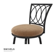 Pemberly Row 24'' Transitional Metal Swivel Barstool in Black/Tan (Set of 3)