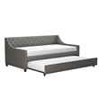 Pemberley Row Linen Gray Daybed Rectangular Pull-Out Trundle 75.5