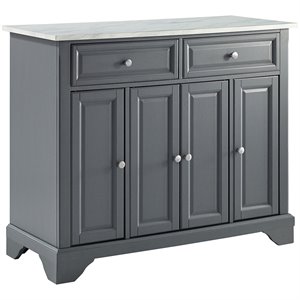 Pemberley Row Faux Marble Distressed Gray White Kitchen Island Rectangular 42.13&quotx18&quotx36&quot Unassembled