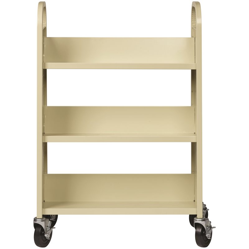 Pemberly Row Single-sided Mobile Book Cart Putty