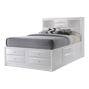 Pemberley Row Wood White Queen Bed Rectangular Storage 91&quot Unassembled