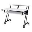 Pemberley Row MDF Wood White/Black Music Recording Studio Desk Rectangular Keyboard Tray 47
