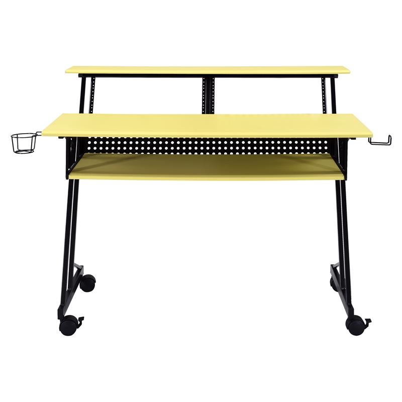 Pemberly Row Contemporary Wood Music Recording Studio Desk in Yellow/Black
