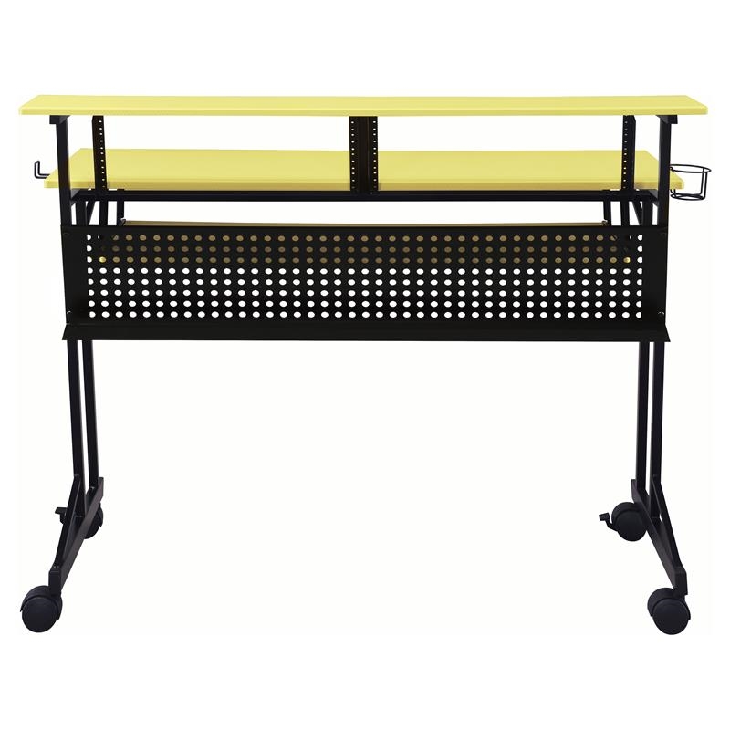 Pemberly Row Contemporary Wood Music Recording Studio Desk in Yellow/Black