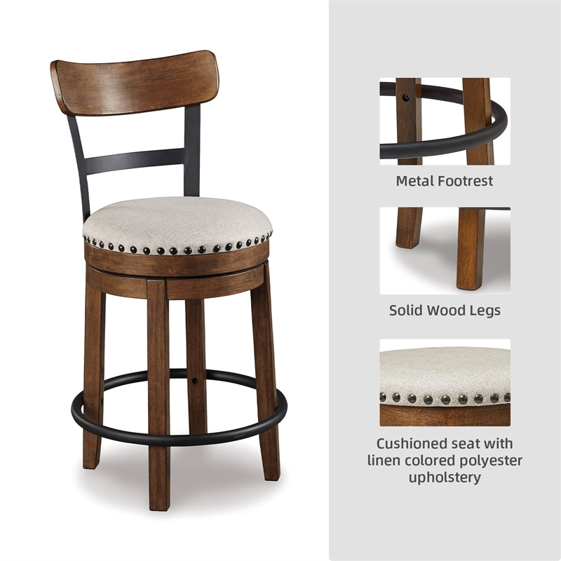 Pemberley Row Metal Brown Counter Stool Swivel 37
