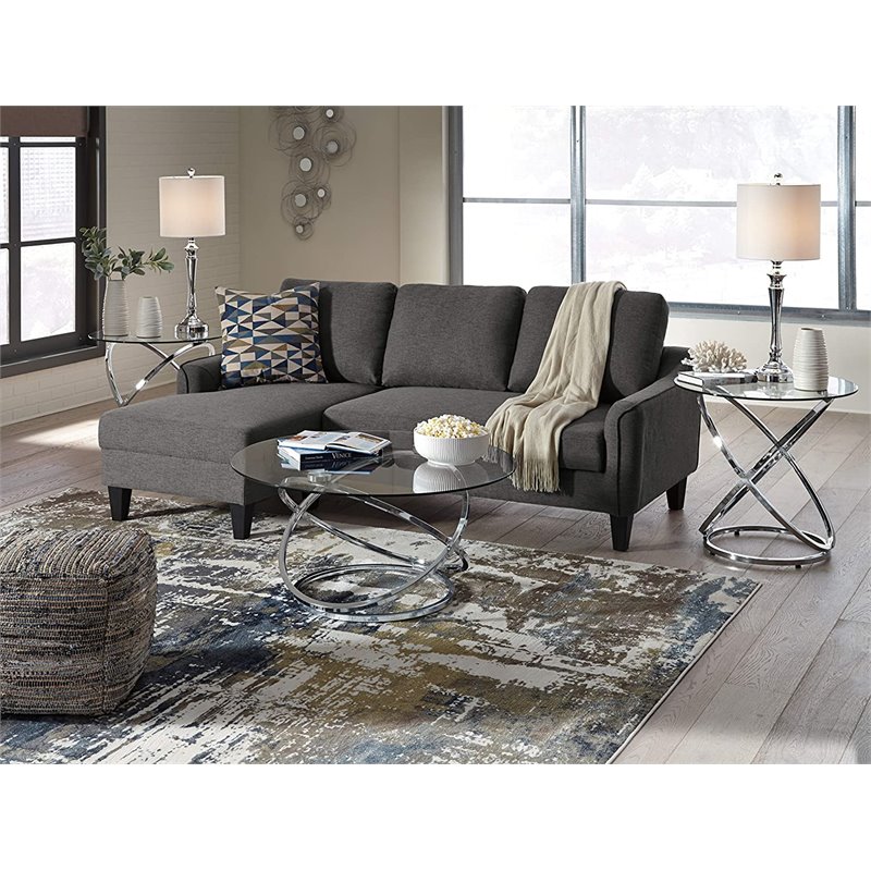 Pemberley Row Clear Tempered Glass Chrome Coffee Table Set Round Adjustable 38