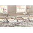 Pemberley Row Clear Tempered Glass Chrome Coffee Table Set Round Adjustable 38