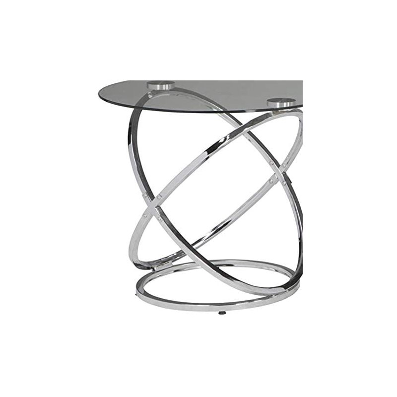 Pemberley Row Clear Tempered Glass Chrome Coffee Table Set Round Adjustable 38