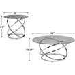 Pemberley Row Clear Tempered Glass Chrome Coffee Table Set Round Adjustable 38