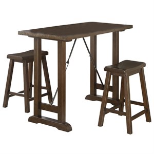 Pemberley Row Acacia Veneer Brown Cherry Counter Height Dining Set Rectangular Assembly Required