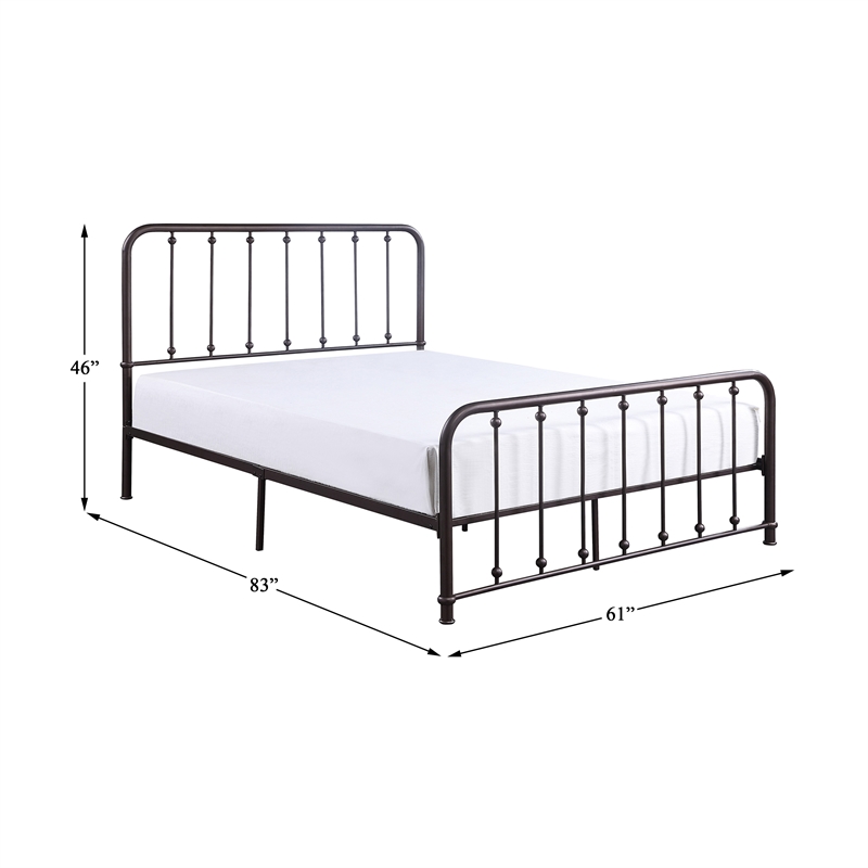 Pemberly Row Traditional Metal Queen Platform Bed in Dark Bronze