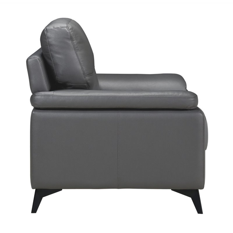 Pemberley Row Top Grain Leather Dark Gray Accent Chair Rectangular Plush 43.75