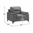 Pemberley Row Top Grain Leather Dark Gray Accent Chair Rectangular Plush 43.75