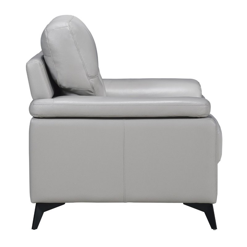 Pemberly Row Leather Match Accent Chair in Silver Gray