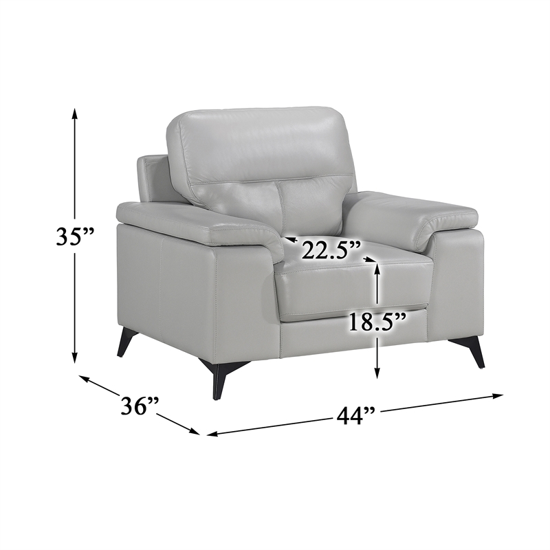 Pemberly Row Leather Match Accent Chair in Silver Gray