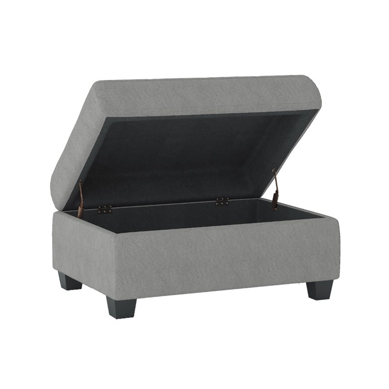 Pemberly Row Microfiber Ottoman with Storage in Gray