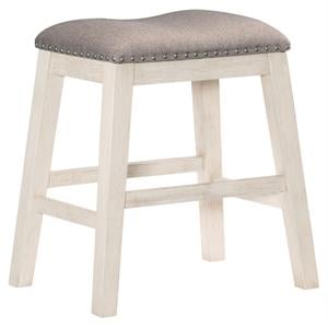 Pemberley Row Wood Antique White Counter Height Stools Nailhead Trim Fabric Upholstery 24&quotH Unassembled